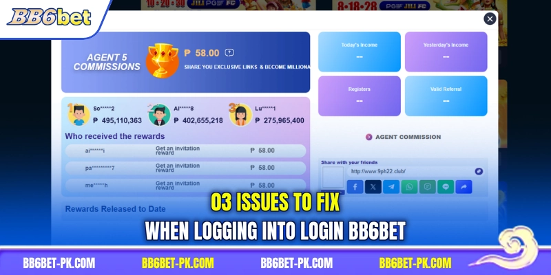 03 issues to fix when logging into login BB6bet