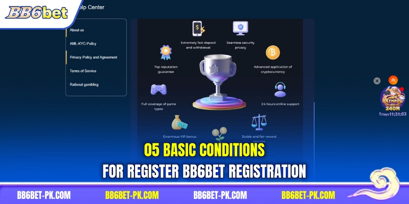05 basic conditions for register BB6bet registration