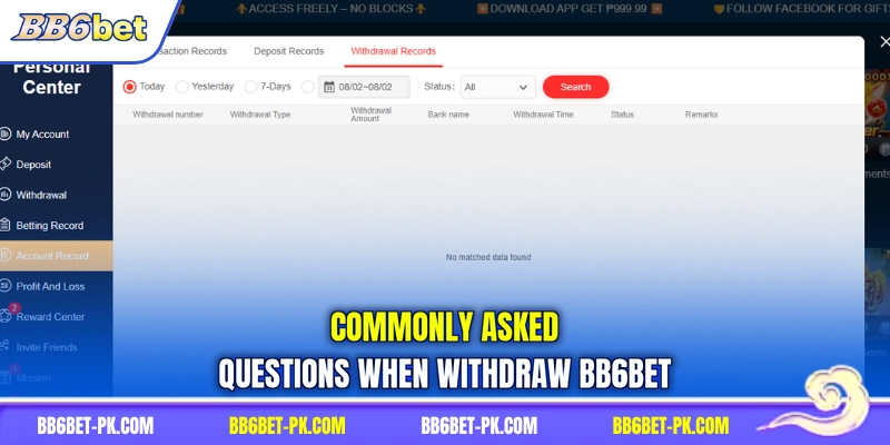 Commonly asked questions when withdraw BB6bet