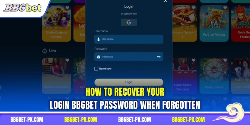 How to recover your login BB6bet password when forgotten