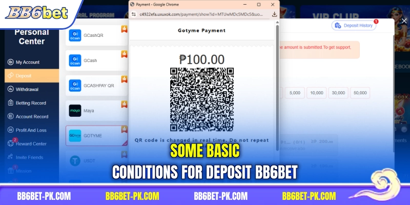 Some basic conditions for deposit BB6bet
