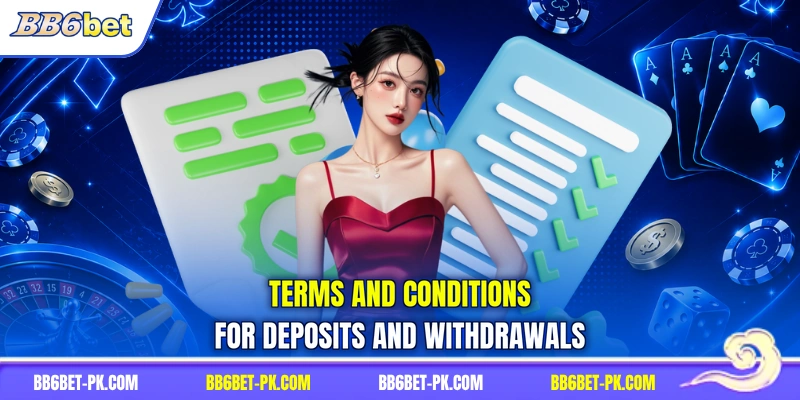 Terms and conditions for deposits and withdrawals